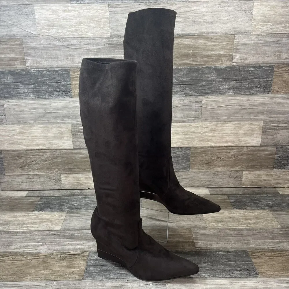 Casadei Boots 7.5 Brown Suede Vero Cuoio Knee High Heel Made in Italy